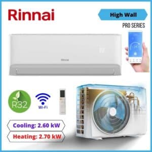 Rinnai 2.6kW PRO Series High Wall Heat Pump Reverse Cycle Systems HSNRP26 NZ DEPOT