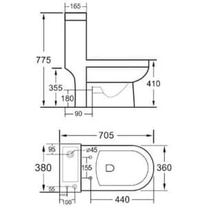 Buy 2 in 1 Toilet Basin Combo Combined Toilet and Sink 500x680mm - 2807 Online - Toilets - Suite - 2 - NZ Depot Delivery