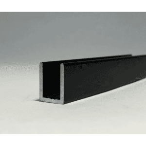 Aluminium U-Channel for 10mm Glass Shower Screens - Black