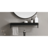 Bathroom Metal Wall Mirror Shelf Black Framed Rectangle 500mm, Bathroom accessories - NZ DEPOT