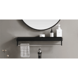 Bathroom Metal Wall Mirror Shelf Black Framed Rectangle 800mm S800 B Bathroom accessories NZ DEPOT - NZ DEPOT