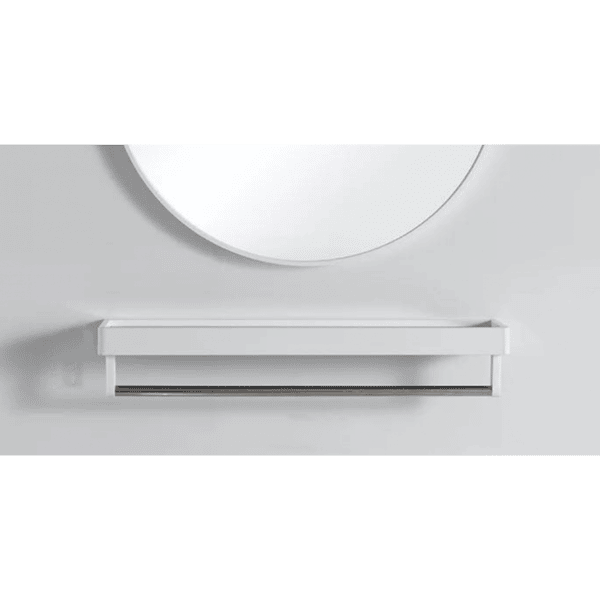 Bathroom Metal Wall Mirror Shelf White Framed Rectangle 500mm