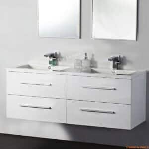 Cabinet Misty Series 1200 White Double Basin T1200 White Double Wall Hung NZ DEPOT - NZ DEPOT