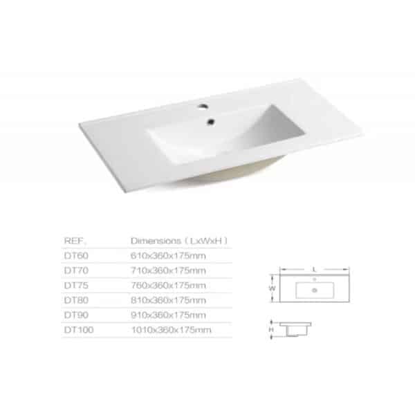 Ceramic Cabinet Basin - Rectangle Series Dt900, Ceramic Cabinet Basin - Nz Depot