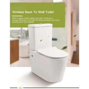 Toilet Suite BTW Bella Rimless Flushing A3904 A3904 SP Pan Back to wall NZ DEPOT