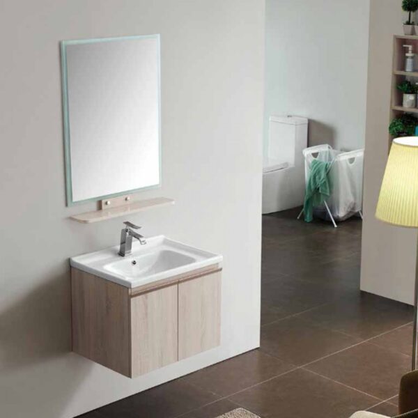 Vanity - Asron Series 600 Wood Grain And White, Wall Hung - NZ DEPOT