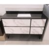 Vanity - Ava Series 1200mm - Black Marble Pattern Cabinet With Engineering Stone Top, Freestanding - Square Basin - NZ DEPOT