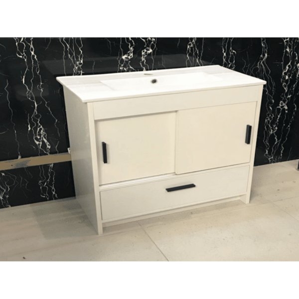 Vanity - Dekkor Series Plywood L900 Gloss White (Slim Basin) - 100% Water Proof, Freestanding - Square Basin - NZ DEPOT
