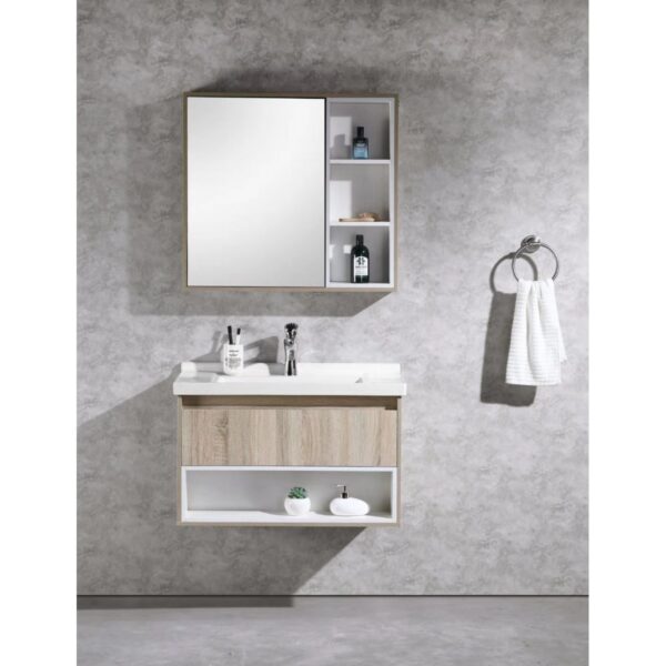 Vanity - Poli Series 900 Wood Grain And White - 100% Water Proof, Wall Hung - NZ DEPOT