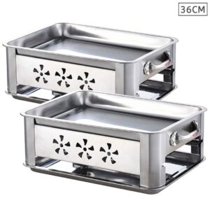 2X 36CM Portable Stainless Steel Outdoor Chafing Dish BBQ Fish Stove Grill Plate, Furniture, Kitchen & Dining Room Furniture, Buffets, Sideboards & Kitchen Islands, , ,  - NZ DEPOT 1