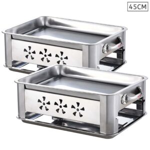 2X 45CM Portable Stainless Steel Outdoor Chafing Dish BBQ Fish Stove Grill Plate, Furniture, Kitchen & Dining Room Furniture, Buffets, Sideboards & Kitchen Islands, , ,  - NZ DEPOT 1