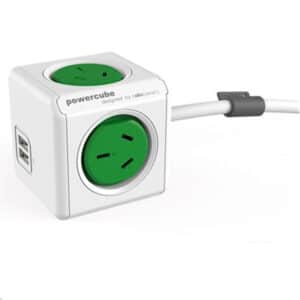 ALLOCACOC 5420GNAUEUPC PowerCube Extended USB SURGE Green with 2 USB 2.1A 10W stackable mountable modern reinvention Power NZDEPOT - NZ DEPOT
