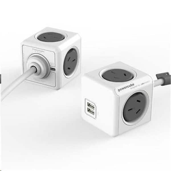 ALLOCACOC 5420GY/AUEUPC PowerCube Extended USB SURGE AU GREY with 2 USB 2.1A 10W stackable mountable modern - NZ DEPOT