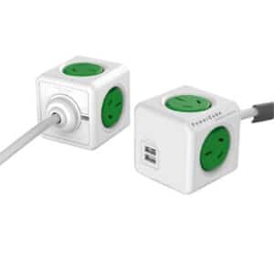 ALLOCACOC Powercube 5404/AUEUPCGREEN Extended - 4 Outlets with 2x USB - 3m - Green - NZ DEPOT