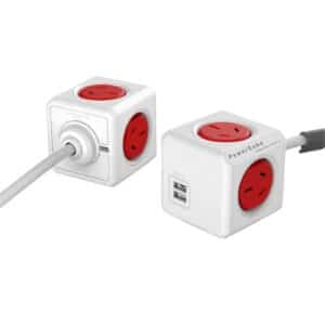 ALLOCACOC Powercube 5404AUEUPCRED Extended 4 Outlets with 2x USB 3m Red Powercube NZDEPOT - NZ DEPOT
