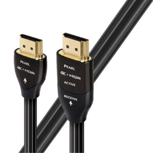 AUDIOQUEST HDMPEA15A Pearl 15M active HDMI cable. Long grain copper (LGC) Resolution - 18Gbps -up to 8K-30 Jacket - black PVC with white stripes. - NZ DEPOT