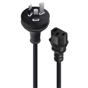 Alogic MF-3PC13-02 Power Cable 3 Pin Male Wall to IEC C13 cord Female 2m - Black AU/NZ power cable - NZ DEPOT