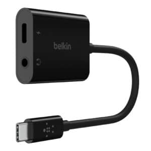 Belkin 3.5 mm Audio + USB Charge RockStar Adapter - Charge and Listen at the Same Time! Black - NZ DEPOT