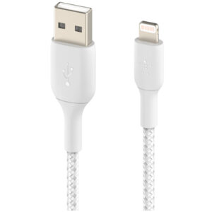 Belkin BoostCharge 2M Lightning to USB A Braided Cable White NZDEPOT 1