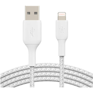 Belkin BoostCharge 2M Lightning to USB-A Braided Cable - White - NZ DEPOT