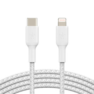 Belkin BoostCharge USB-C to Lightning Braided Cable 2M - White - NZ DEPOT