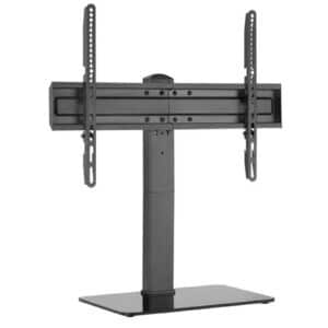 Brateck Lumi LDT03-23L 37"-70" TV Desk Stand with Glass Base. Vertical Height Adjustable. VESA Support up to 600x400. Max Load: 40Kgs. Hidden Cable Management. - NZ DEPOT