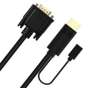Cruxtec 2m HDMI Male to VGA Male Cable with Micro USB Female
