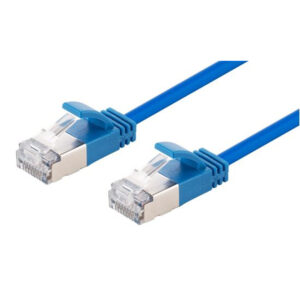 DYNAMIX 1.25m Cat6A S/FTP Blue Ultra-Slim Shielded 10G Patch Lead (34AWG) with RJ45 Gold Plated Connectors. Supports PoE IEEE 802.3af (15.4W) & at (30W) - NZ DEPOT