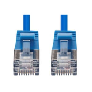 DYNAMIX 2.5m Cat6A S/FTP Blue Ultra-Slim Shielded 10G Patch Lead (34AWG) with RJ45 Gold Plated Connectors. Supports PoE IEEE 802.3af (15.4W) & at (30W) - NZ DEPOT