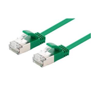 DYNAMIX 0.75m Cat6A S/FTP Green Ultra-Slim Shielded 10G Patch Lead (34AWG) with RJ45 Gold Plated Connectors. Supports PoE IEEE 802.3af (15.4W) & at (30W) - NZ DEPOT