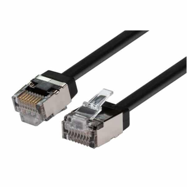 DYNAMIX 0.75m Cat6A S/FTP Black Ultra-Slim Shielded 10G Patch Lead (34AWG) with RJ45 Gold Plated Connectors. Supports PoE IEEE 802.3af (15.4W) & at (30W) - NZ DEPOT
