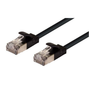 Dynamix 1.25m Cat6A S/FTP Black Ultra-Slim Shielded 10G Patch Lead (34AWG) with RJ45 Gold PlatedConnectors. Supports PoE IEEE 802.3af (15.4W) & at (30W) - NZ DEPOT