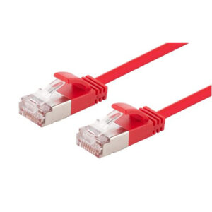 DYNAMIX 0.75m Cat6A S/FTP Red Ultra-Slim Shielded 10G Patch Lead (34AWG) with RJ45 Gold Plated Connectors. Supports PoE IEEE 802.3af (15.4W) & at (30W) - NZ DEPOT