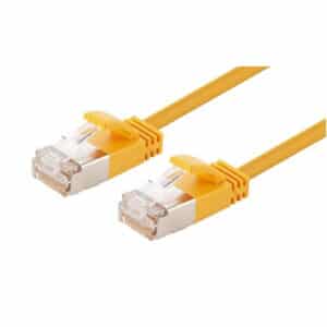 DYNAMIX 0.25m Cat6A S/FTP Yellow Ultra-Slim Shielded 10G Patch Lead (34AWG) with RJ45 Gold Plated Connectors. Supports PoE IEEE 802.3af (15.4W) & at (30W) - NZ DEPOT