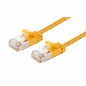 DYNAMIX 2.5m Cat6A S/FTP Yellow Ultra-Slim Shielded 10G Patch Lead (34AWG) with RJ45 Gold Plated Connectors. Supports PoE IEEE 802.3af (15.4W) & at (30W) - NZ DEPOT