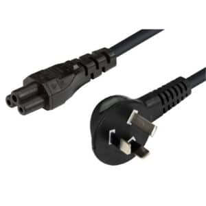 Dynamix C-PFH3PC5-1 1M Flat Head 3-Pin to C5 Clover Shaped Female Connector 7.5A. SAAapprovedPowerCord.0.75mm copper core. BLACK Colour. - NZ DEPOT