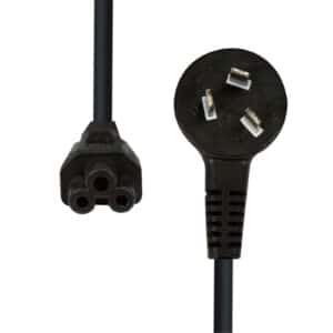 Dynamix C-PFH3PC5-0.5 0.5M Flat Head 3-Pin to C5 Clover ShapedSAAapprovedPowerCord.0.75mm copper Female Connector 7.5A. core. BLACK Colour. - NZ DEPOT