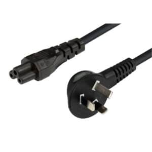 Dynamix C-PFH3PC5-2 2M Flat Head 3-Pin to C5 Clover Shaped Female Connector 7.5A. SAA approved PowerCord.0.75mm copper core. BLACK Colour. AU/NZ - NZ DEPOT
