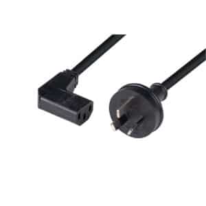 Dynamix C-POWERCR 2M 3-Pin Plug to Right Angled IEC C13 Female Connector 10A SAA Approved Power Cord 1.0mm copper core. BLACK Colour. - NZ DEPOT
