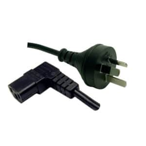 Dynamix C-POWERCR3 3M 3 Pin Plug to Right Angled IEC Female Connector 10A. SAA Approved Power Cord. BLACK Colour. AS/NZS 3112 TO IEC C13 Female - NZ DEPOT