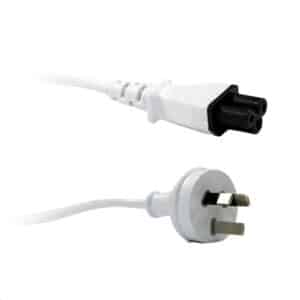 Dynamix C-POWERNCWH 2M 3pin to Clover Shaped Female Connector 7.5A. SAA Approved Power Cord. WHITE Colour - NZ DEPOT