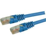 DYNAMIX 0.5m Cat5e Blue UTP Patch Lead (T568A Specification) 100MHz 24AWG Slimline Moulding & Latch Down Plug with RJ45 Unshielded 50µ Inch Gold Plated Connectors.