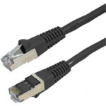 Dynamix PLK-AUGS-15 15m Cat6A S/FTP Black Slimline Shielded 10G Patch Lead. 26AWG (Cat6 Augmented) 500MHz with Gold Plate Connectors.
