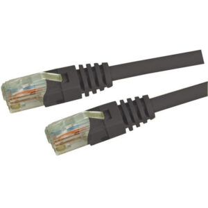 Dynamix PLK-C5E-0 0.5m Cat5e Black UTP Patch Lead (T568A Specification) 100MHz Slimline Moulding & Latch Down Plug - NZ DEPOT