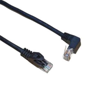 DYNAMIX 2m Cat6 Black UTP Right Angled Patch Lead 250MHz (T568A Specification) 24AWG Strain Relief Snagless PVC Moulding. RJ45 Unshielded Connector with 50µ Inch Gold Plate. - NZ DEPOT