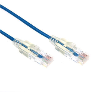 Dynamix 0.25m Cat6A 10G Blue Ultra-Slim Component Level UTP Patch Lead (30AWG) with RJ45 Unshielded 50µ Gold Plated Connectors. Supports PoE IEEE 802.3af (15.4W) at (30W) bt (60W) - NZ DEPOT