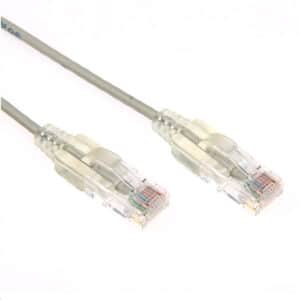 Dynamix 1m Cat6A 10G Grey Ultra-Slim Component Level UTP Patch Lead (30AWG) with RJ45 Unshielded50µ Gold Plated Connectors. Supports PoE IEEE 802.3af (15.4W) at (30W) bt (60W) - NZ DEPOT