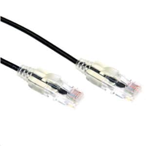 Dynamix 0.75m Cat6A 10G Black Ultra-Slim Component Level UTP Patch Lead (30AWG) with RJ45 Unshielded50µ Gold Plated Connectors. Supports PoE IEEE 802.3af (15.4W) at (30W) bt (60W) - NZ DEPOT