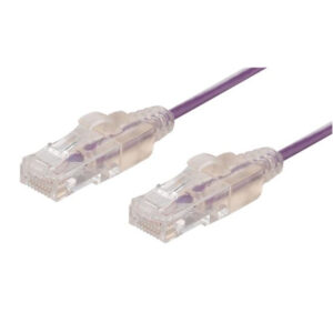DYNAMIX 1.25m Cat6A 10G Purple Ultra-Slim Component Level UTP Patch Lead (30AWG) with RJ45 Unshielded 50µ Gold Plated Connectors. Supports PoE IEEE 802.3af (15.4W) at (30W) bt (60W) - NZ DEPOT