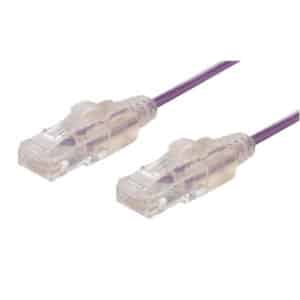 Dynamix 1.5m Cat6A 10G Purple Ultra-Slim Component Level UTP Patch Lead (30AWG) with RJ45 Unshielded50µ Gold Plated Connectors. Supports PoE IEEE 802.3af (15.4W) at (30W) bt (60W) - NZ DEPOT
